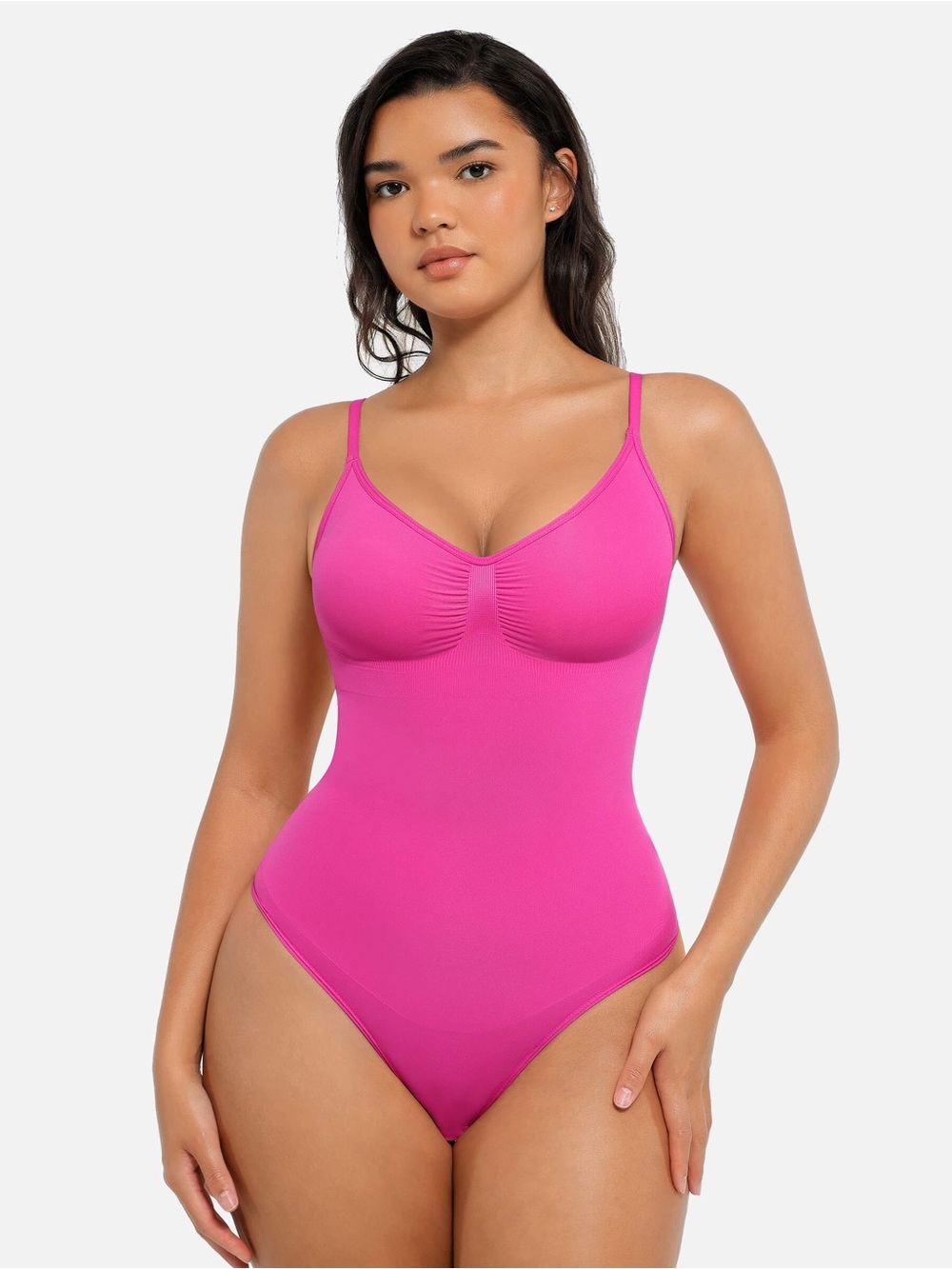 Feelingirl Vibrant Hot Pink Stretch Tank Bodysuit